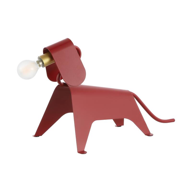 Penelope 10" Modern Industrial Iron Canine LED Kids' Lamp, Red by JONATHAN Y