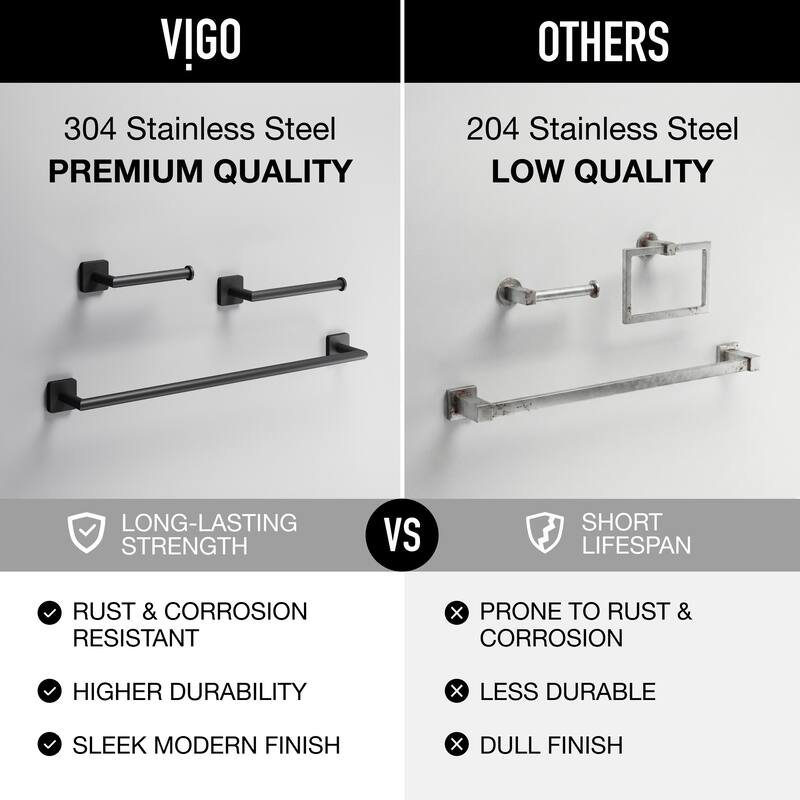VIGO Satro 3-Piece Bathroom Hardware Accessory Set with 24 in. Towel Bar, Toilet Paper Holder, Hand Towel Holder