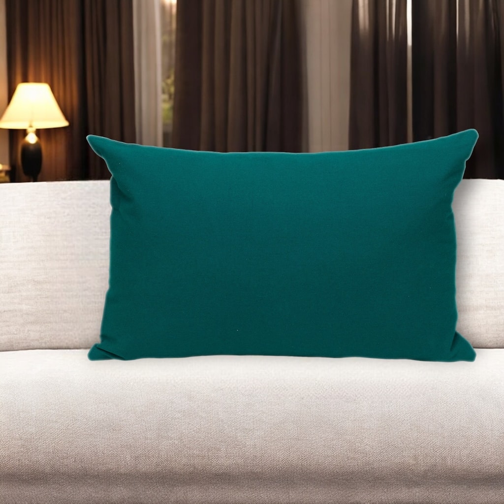 HomeRoots 12" X 18" Green Cotton Throw Pillow