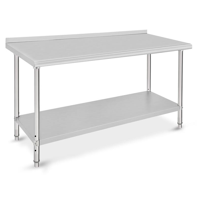 60" x 24" Stainless Steel Work Table with Under Shelf - 60 x 24 with Backsplash