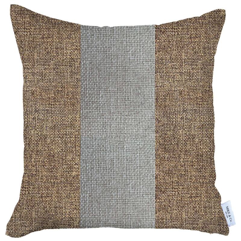 HomeRoots 18" X 18" Brown And Grey Geometric Zippered Handmade Polyester Throw Pillow Cover