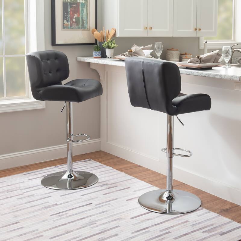 Reilly Adjustable Faux Leather Barstool