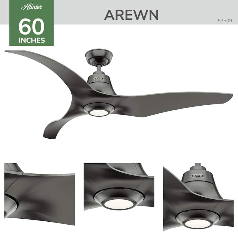 Hunter Arwen 60" ENERGY STAR Outdoor Ceiling Fan with LED Light and Handheld Remote - Damp Rated!