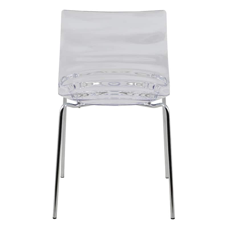 Astor Acrylic Dining Chair with Chrome Legs Modern Accent Side Chair Water Ripple Design Seats