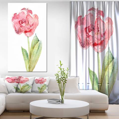 Designart "Single Pink Tulip on White Background" Flower Artwork on Canvas