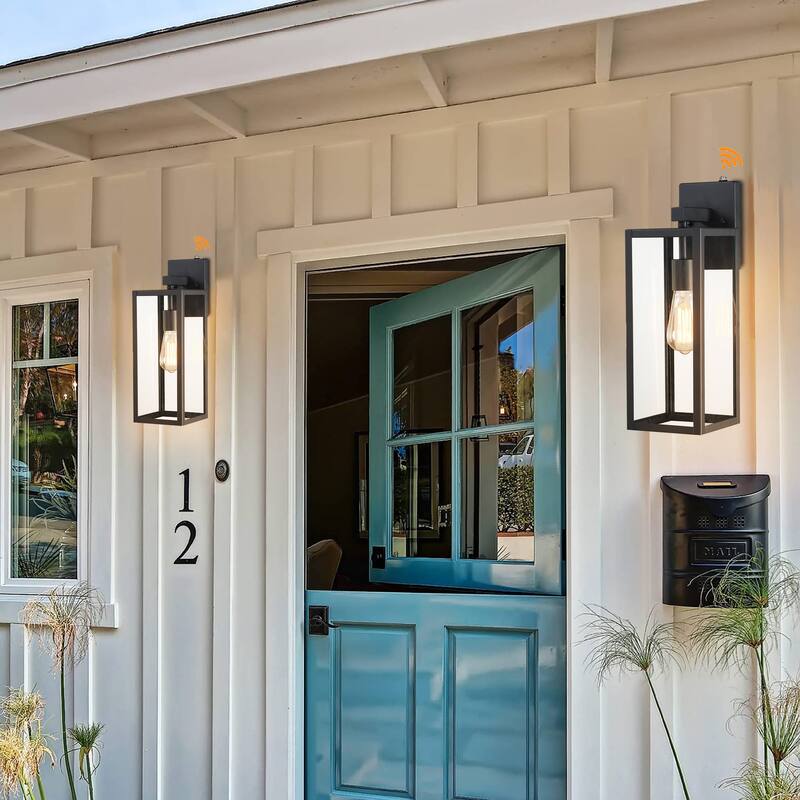 2-pack 13" H 1-Light Black Outdoor wall Lantern(Dusk to Dawn could be chosen)