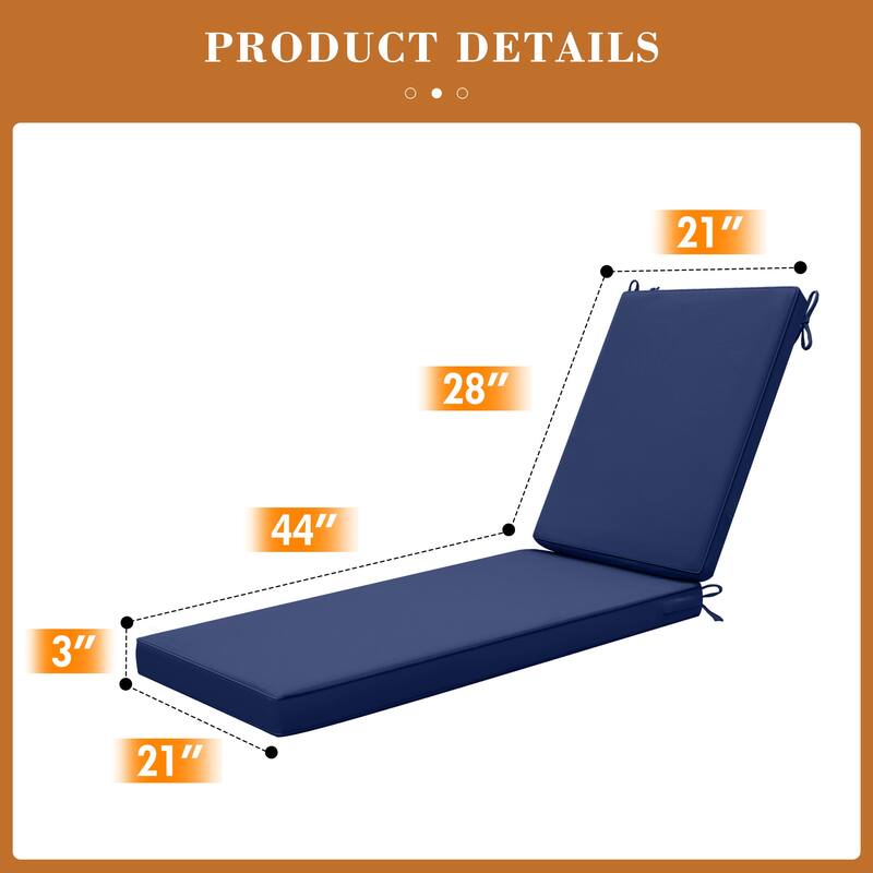 Outdoor Waterproof Chaise Lounge Cushions for Patio Furniture