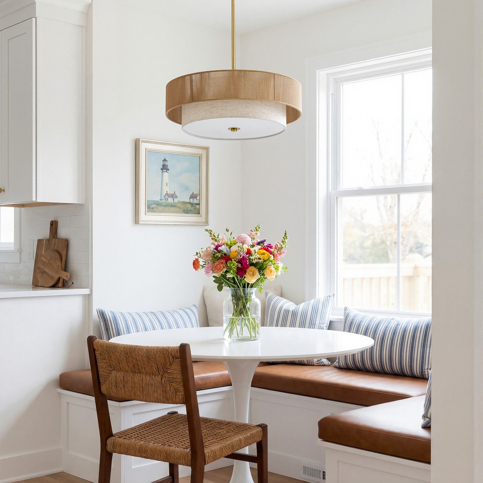 CO-Z 18 in 4-Light Dimmable Semi Flush Mount Fabric Ceiling Light Pendant - 18"