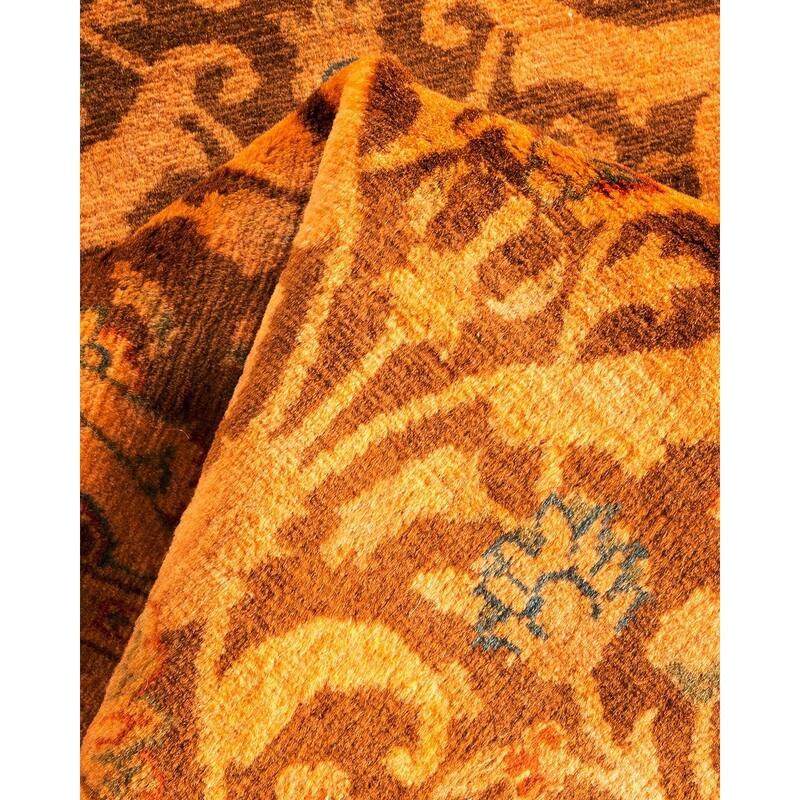 Overton Hand Knotted Wool Vintage Inspired Modern Contemporary Overdyed Gold Area Rug - 2' 6" x 4' 4"