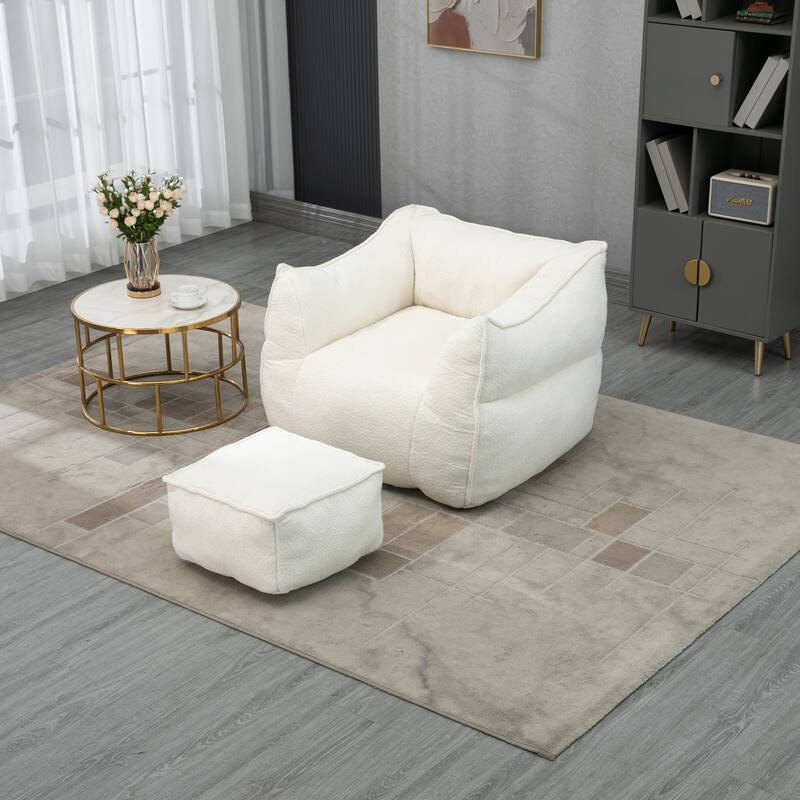 GDFStudio - COOLMORE Boucle Bean Bag Chair with Memory Foam Filling for Ultimate Comfort