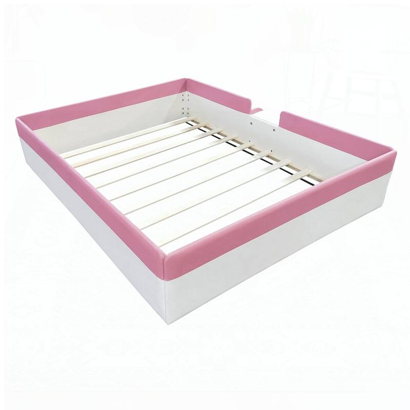 Upholstered Daybed Frame with Fence and Stairs