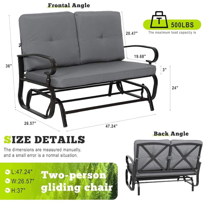 Nista 2 Person Outdoor Patio Glider Garden Bench Rocker Chair by Havenside Home