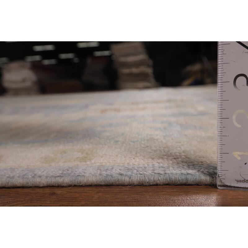 Blue Vegetable Dye Oushak Oriental Large Area Rug Handmade Wool Carpet - 10'5"x 13'7"