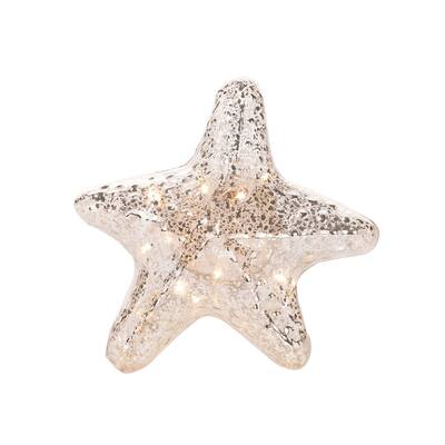7.65" GLASS CLEAR STARFISH with Light-Up LED