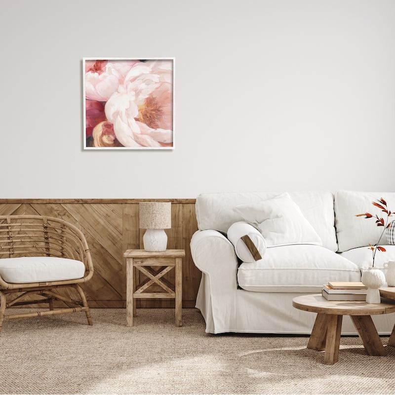 Stupell Pink Peonies Cluster Soft Edge Flower Petal Painting Framed Wall Art