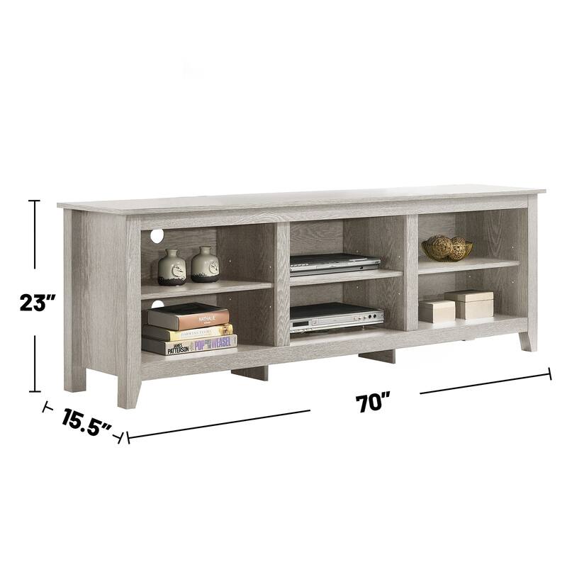 6 Open Shelves Rectangle TV Stand