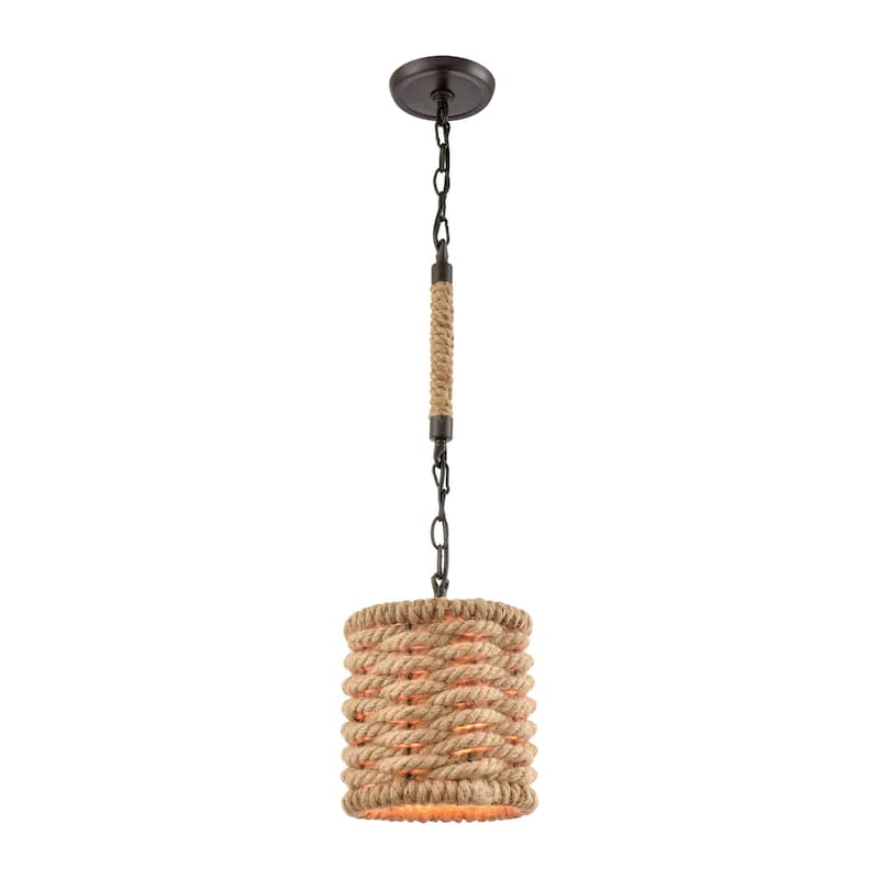 Elk Home Weaverton Oiled Bronze With Rope Shade 1 Light Pendant