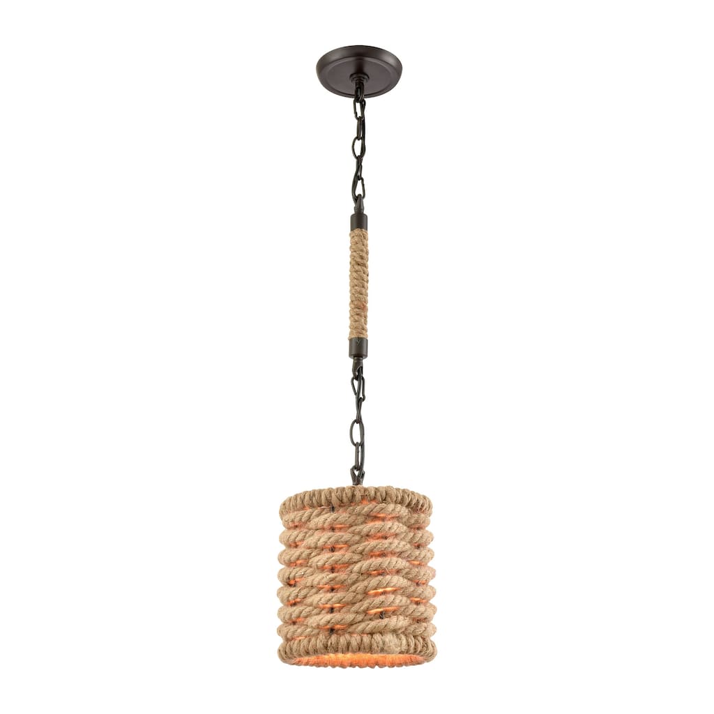 Elk Home Weaverton Oiled Bronze With Rope Shade 1 Light Pendant