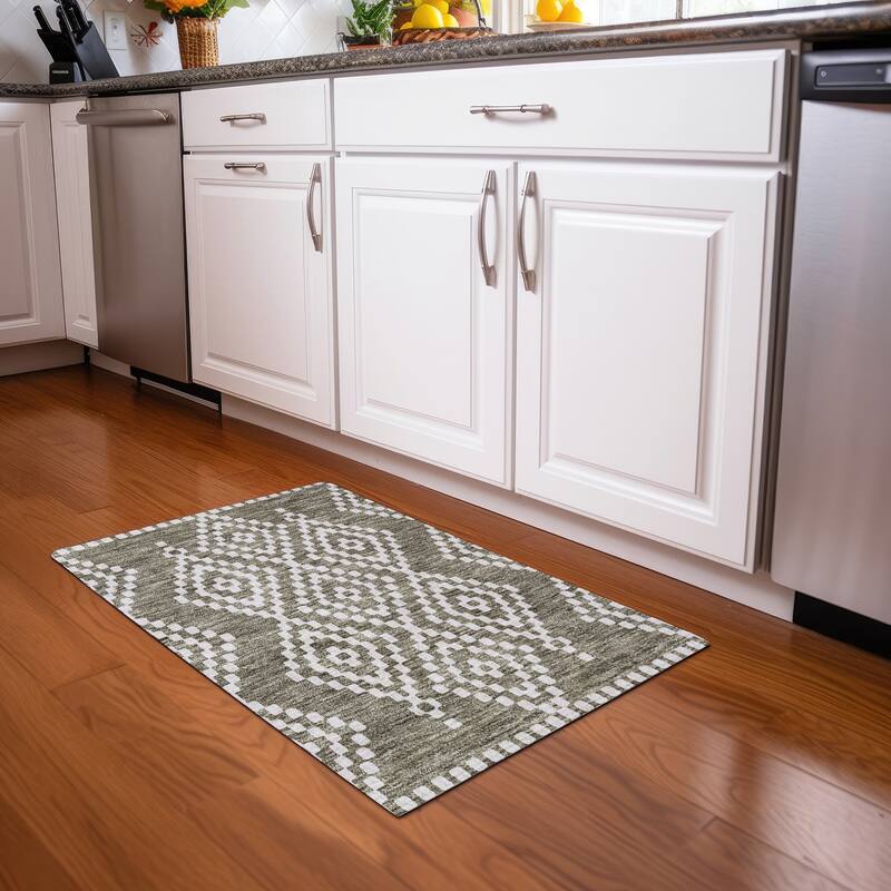 Premium Washable Super Soft Moroccan Modern Mayfield Rug - Taupe - 1'8" x 2'6"