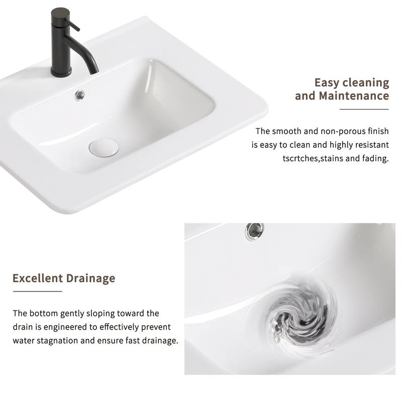 Ceramic Bathroom Sink with Modern Minimalist Design