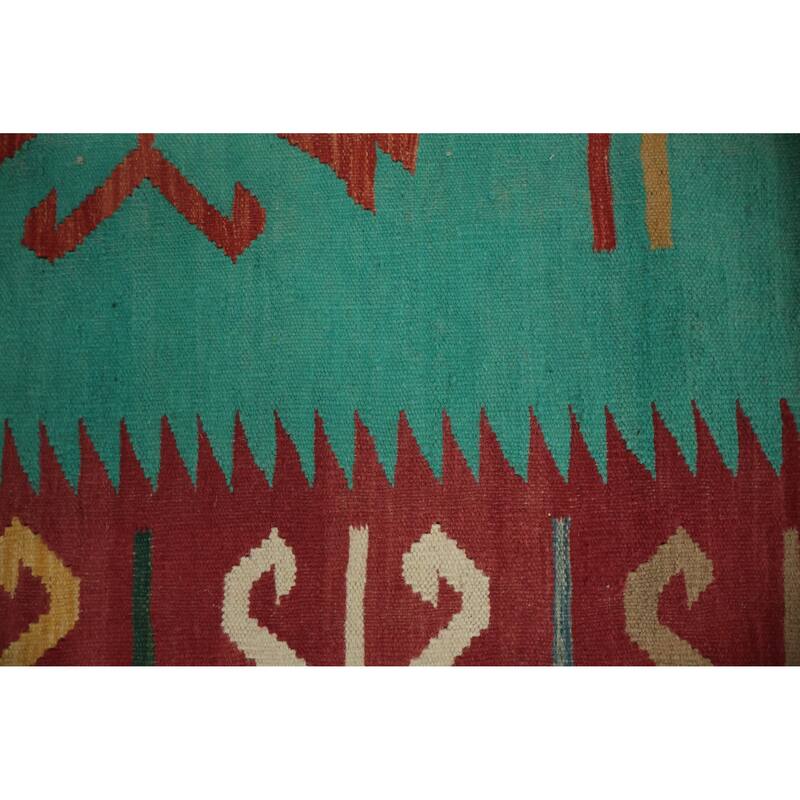 Hand Woven Oriental 100% Wool Carpet Southwestern Tribal Navy Blue & Blues Kilim Area Rug - 12' 0'' X 8' 10''