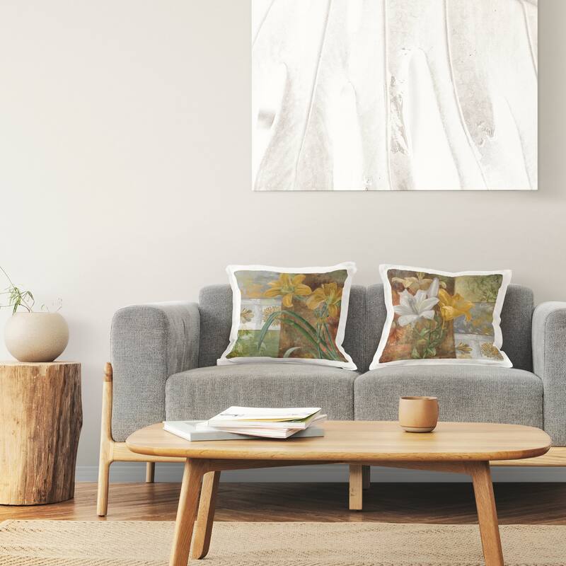 Stupell Lilies & Vintage Tile Patterns Decorative Printed Throw Pillow Design by Sasha (Set of 2)