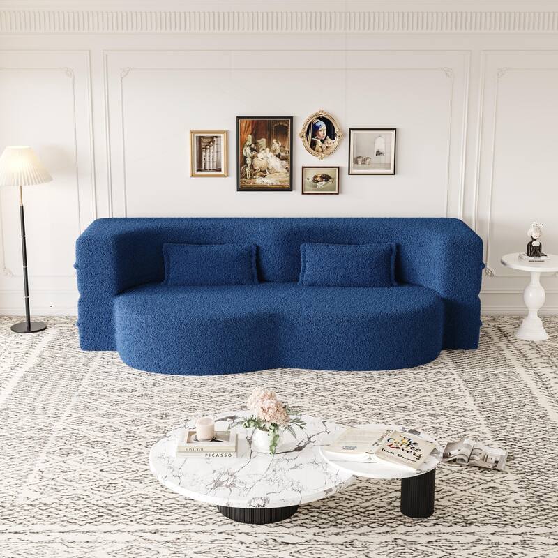 Versatile Convertible Foam Sofa Bed with Removable Cushions and Pillows