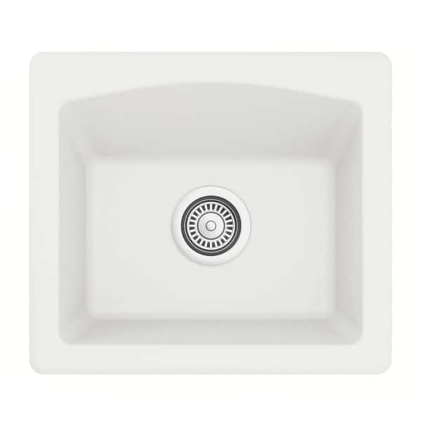 slide 2 of 40, Karran Drop-in or Undermount Quartz Single Bowl Kitchen Sink White