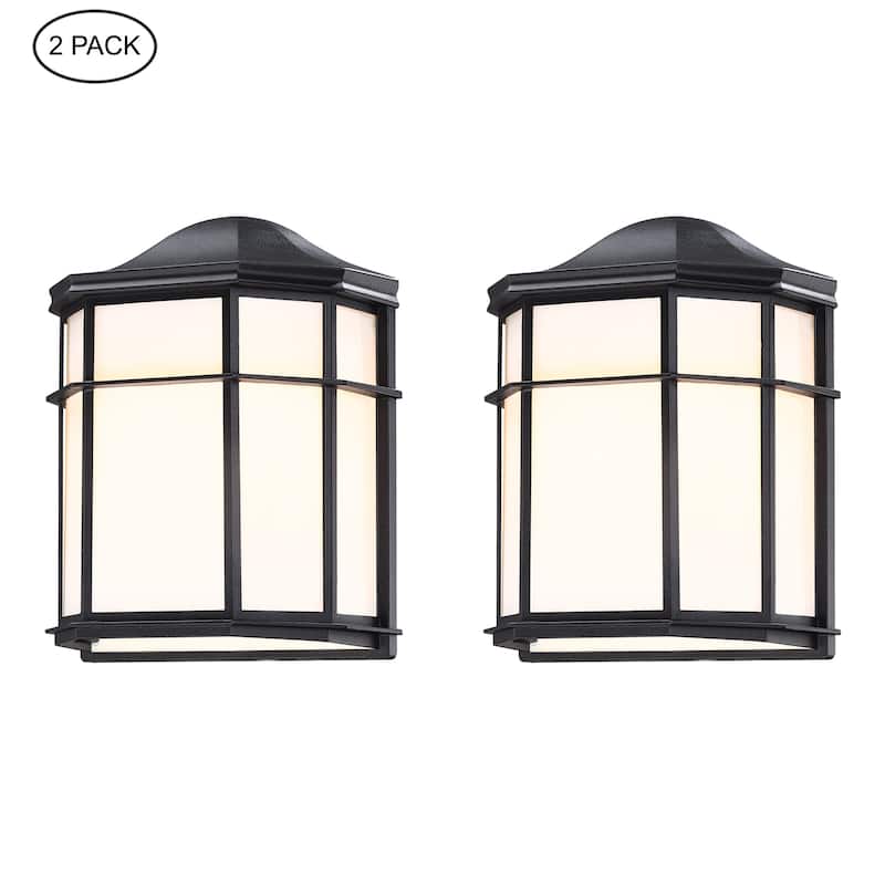 1-Light 9.85" Retro Textured Black Outdoor Wall Light, E26,set of 2 - Textured Black
