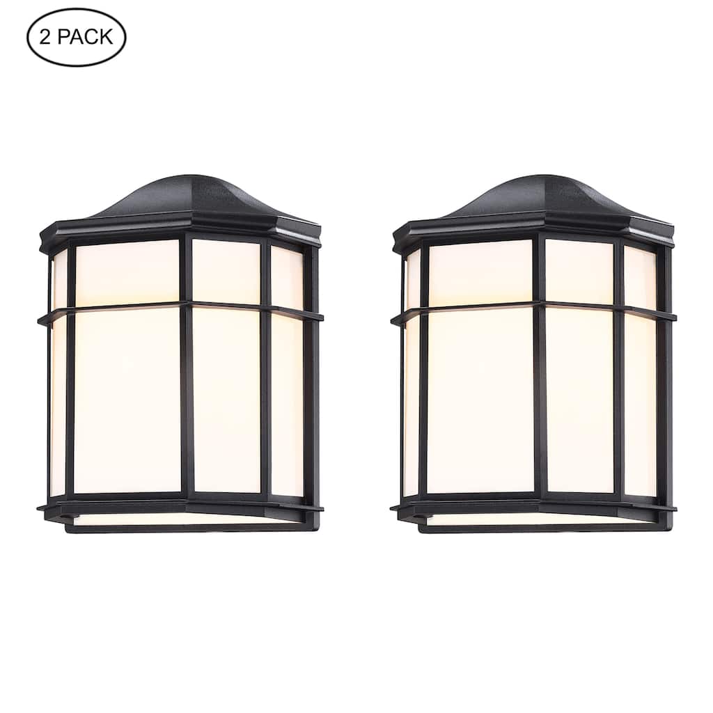1-Light 9.85" Retro Textured Black Outdoor Wall Light, E26,set of 2
