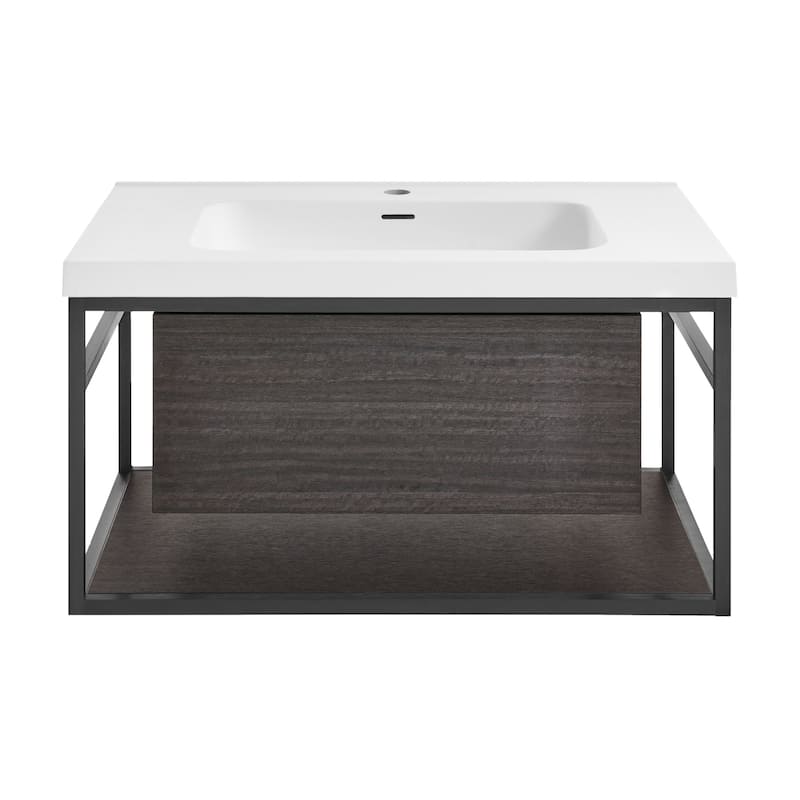 Swiss Madison SM-BV330 Claire 19" Wall Mounted Single Basin Vanity Set - Black - Anthracite Finish
