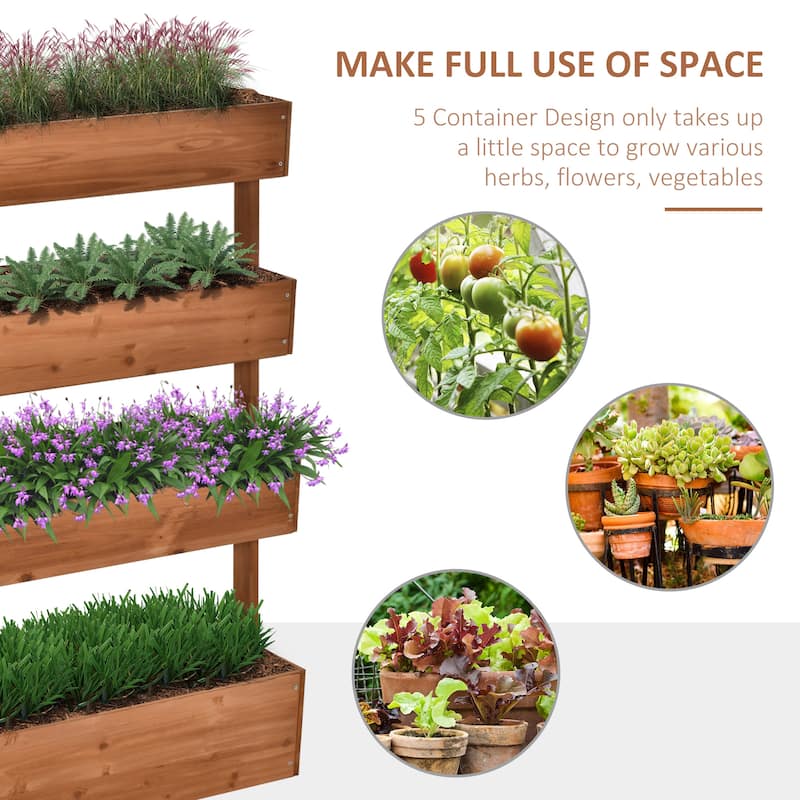 Outsunny 4-Tier Raised Garden Bed, Vertical Flower Pots Rack with Angle Adjustable Planter Boxes, Elevated Wooden Plant Stand