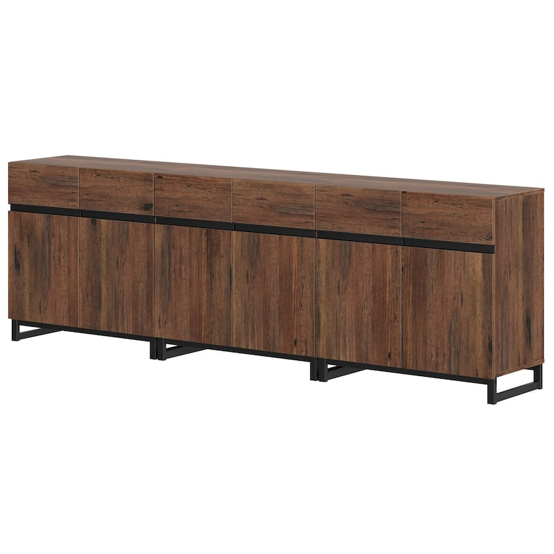 WAMPAT Modern TV Stand with Storage Cabinets for Living Room,Bedroom,Brown