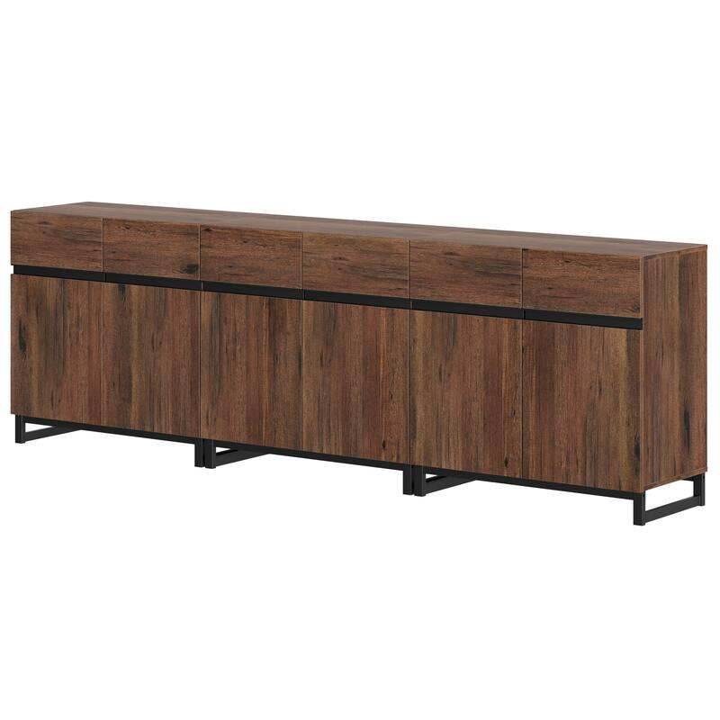 WAMPAT Storage Cabinet, Modern Sideboard with Adjustable Shelf and Metal Base