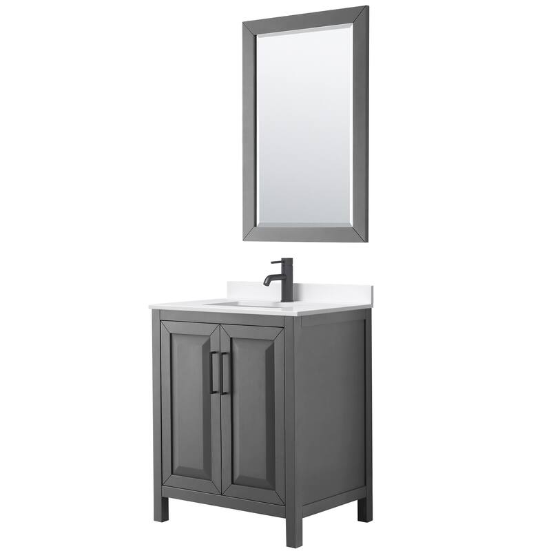 Wyndham Collection WCV252530S-QTZ-UNSM24 Daria 30" Free Standing - Dark Gray / White Quartz Top / Matte Black