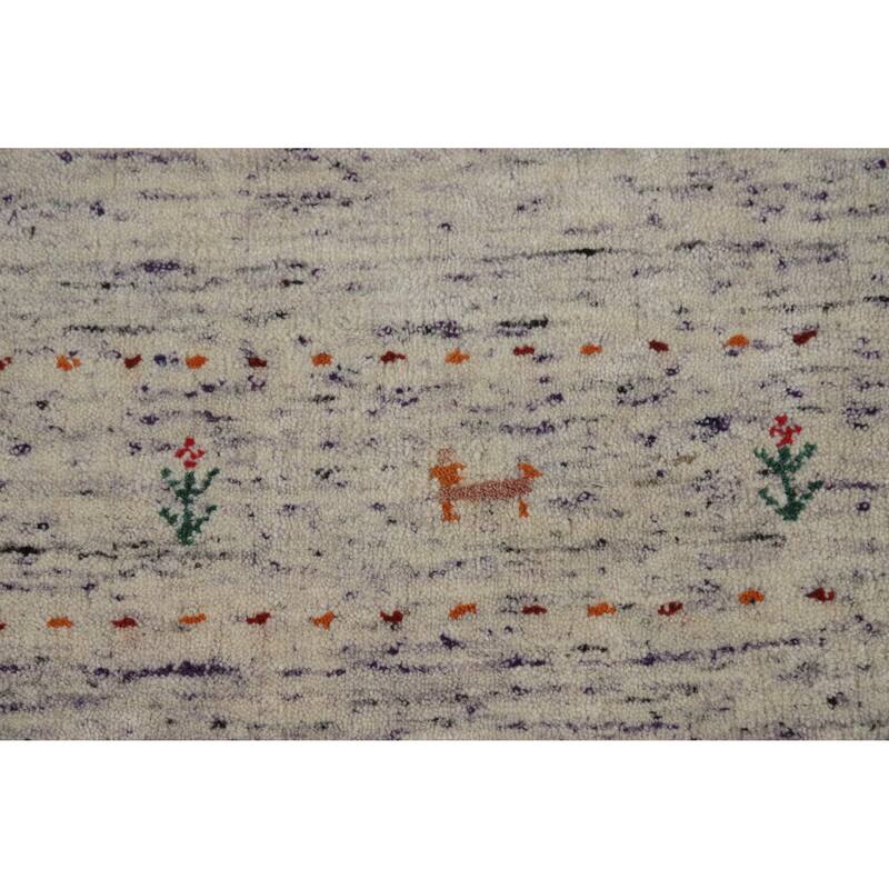 Tribal Gabbeh Indian Runner Rug Handmade Purple Wool Carpet - 2'4" x 9'6"
