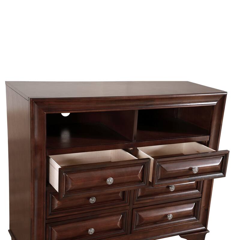 6-Drawer Wooden TV Media Chest - 42" - Dark Brown