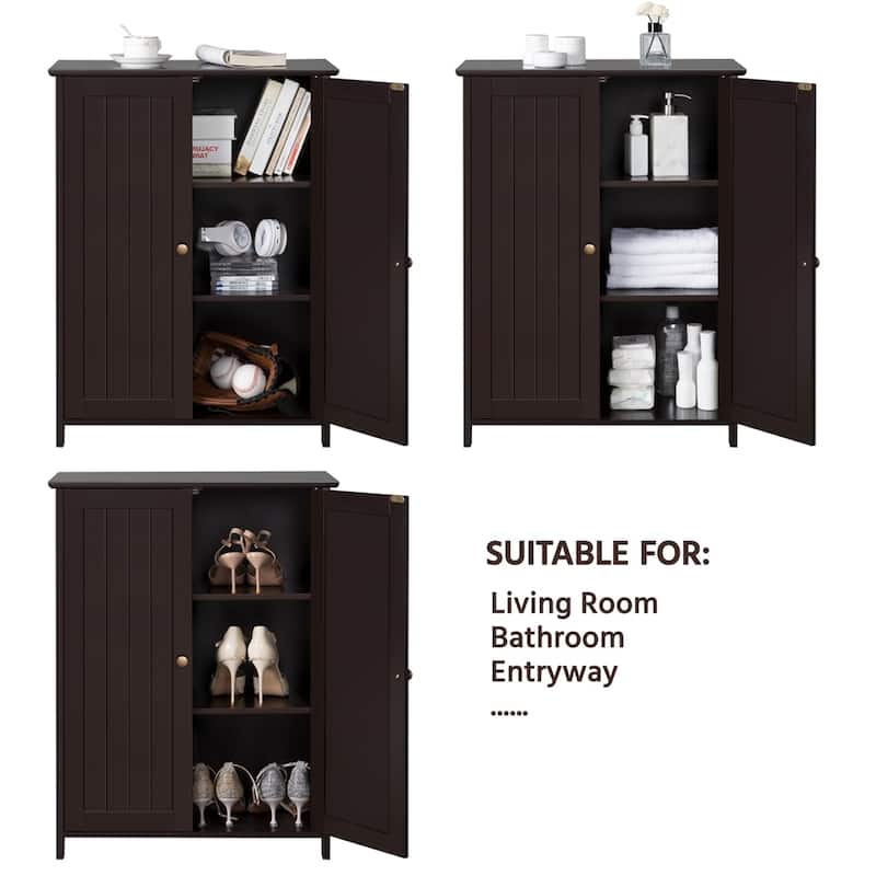 Yaheetech Floor Cabinet with 2 Doors, 2 Adjustable Shelves