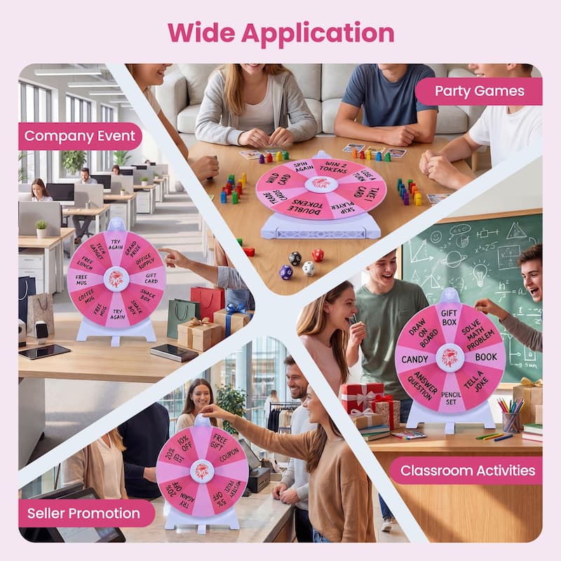 Gymax Spinning Prize Wheel 14 Slots Spin Wheel w/Blackboard Marker