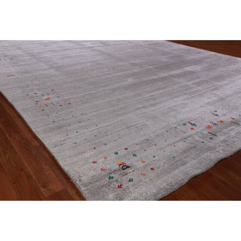 Hand Knotted Oriental 100% Wool Carpet Tribal Tribal Greys & Charcoal Gabbeh Area Rug - 11' 4'' X 8' 10''