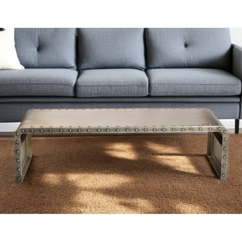 Bench Shaped Metal Coffee Table - Gold - Iron