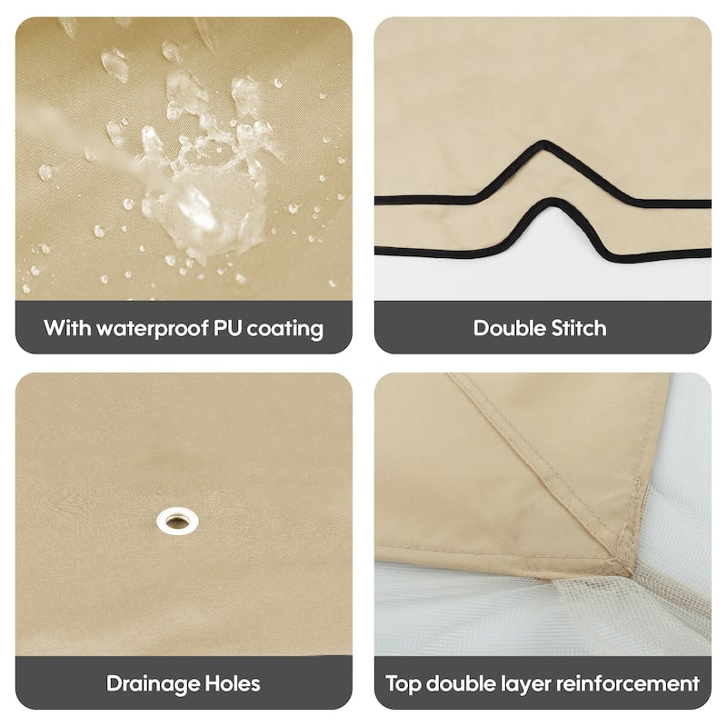 10x10 Ft Double Tiered Outdoor Patio Gazebo Replacement Canopy with UV Protection and Mosquito Netting