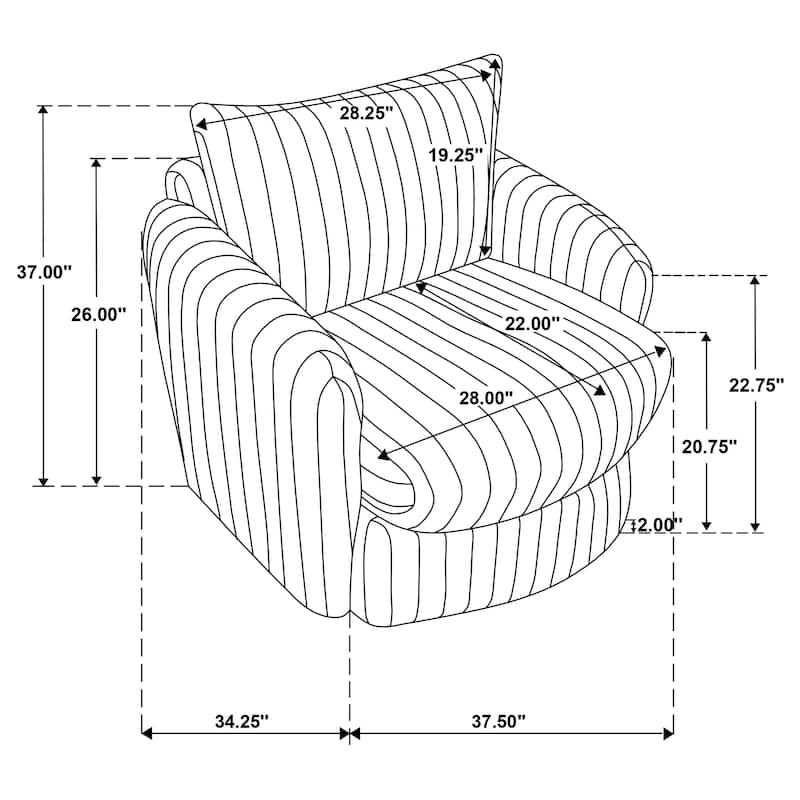 Sarco Corduroy Upholstered Swivel Accent Arm Chair - 38.25" x 34.25" x 37"