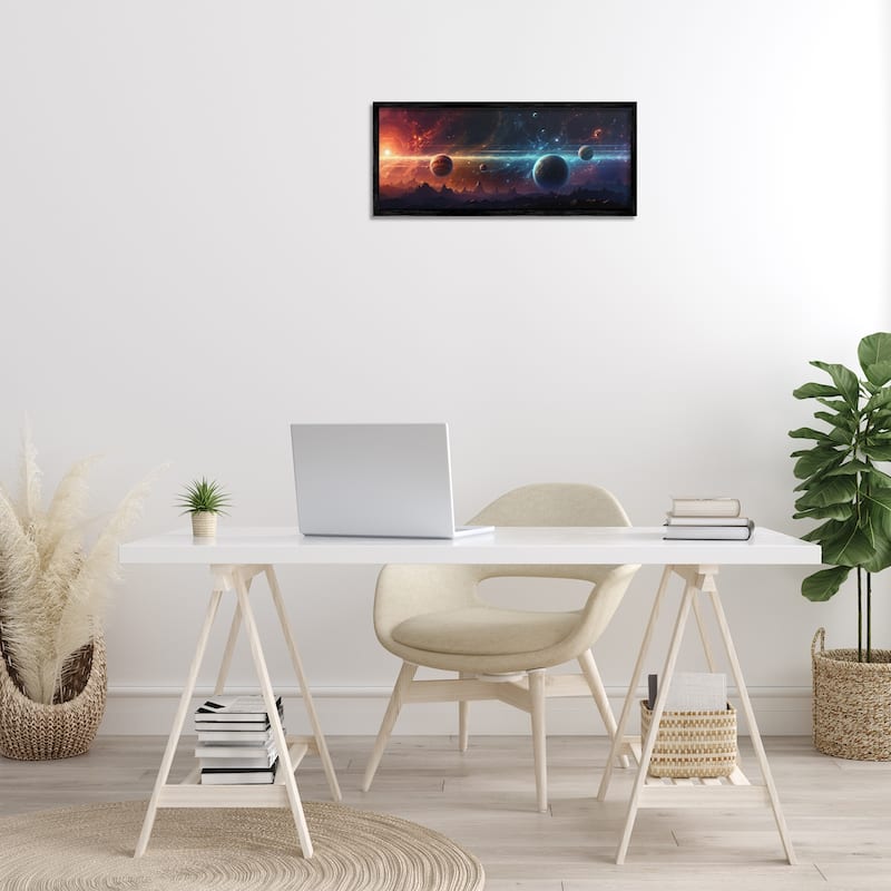 Stupell Surreal Planets over Crags Framed Giclee Art Design By Wumples