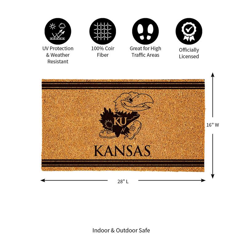 University of Kansas Monochrome Indoor/Outdoor Coir Door Mat