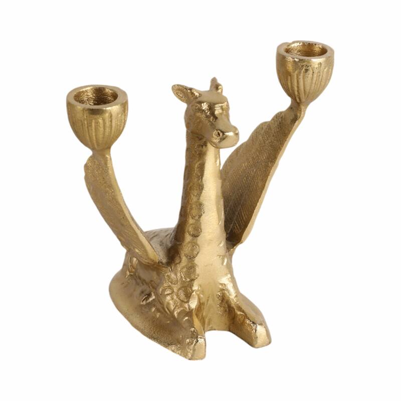 Metal Giraffe with Wings Taper Candle Holder - Gold, 6 in. - 7.0"