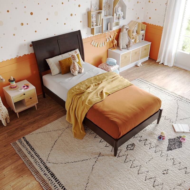 Valencia Solid Wood Low Profile Sleigh Platform Bed