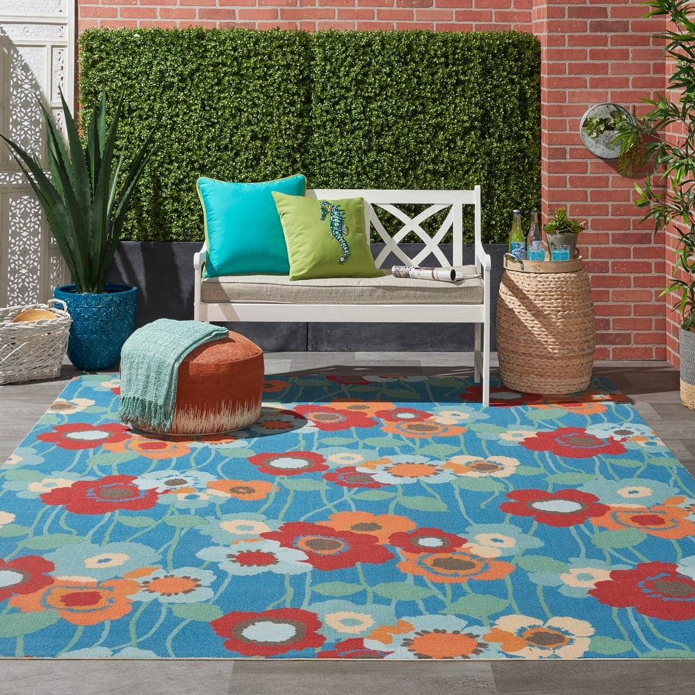Waverly Sun N' Shade Floral Transitional Indoor/Outdoor Area Rug