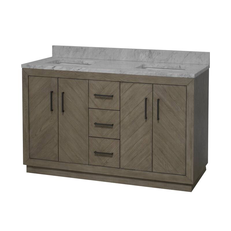 KitchenBathCollection Peyton 60" Double Bathroom Vanity with Carrara Marble Top
