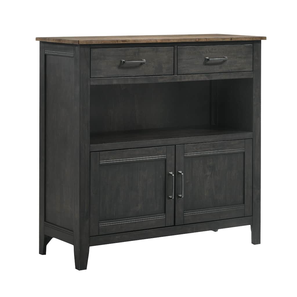 Harper 48" Wide Sideboard with 2 Shelves and 2 Drawers, Brushed Brown & Pecan